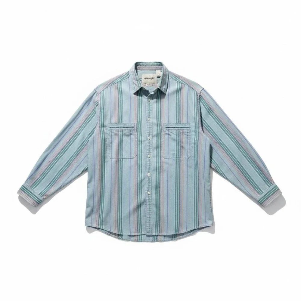 Vintage Levi's Chambray Striped Shirt‎ Mens XL Western Grunge Button Down 90s